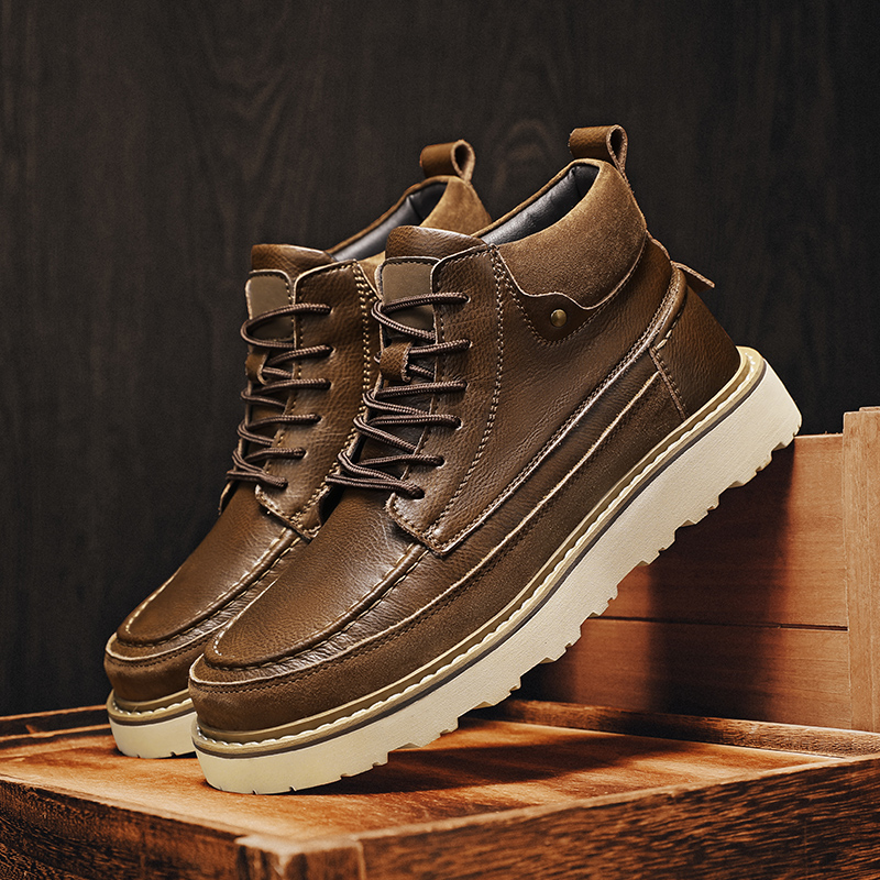 Men'S Shoes For Work - Men Brown Fleece Lined Warm High